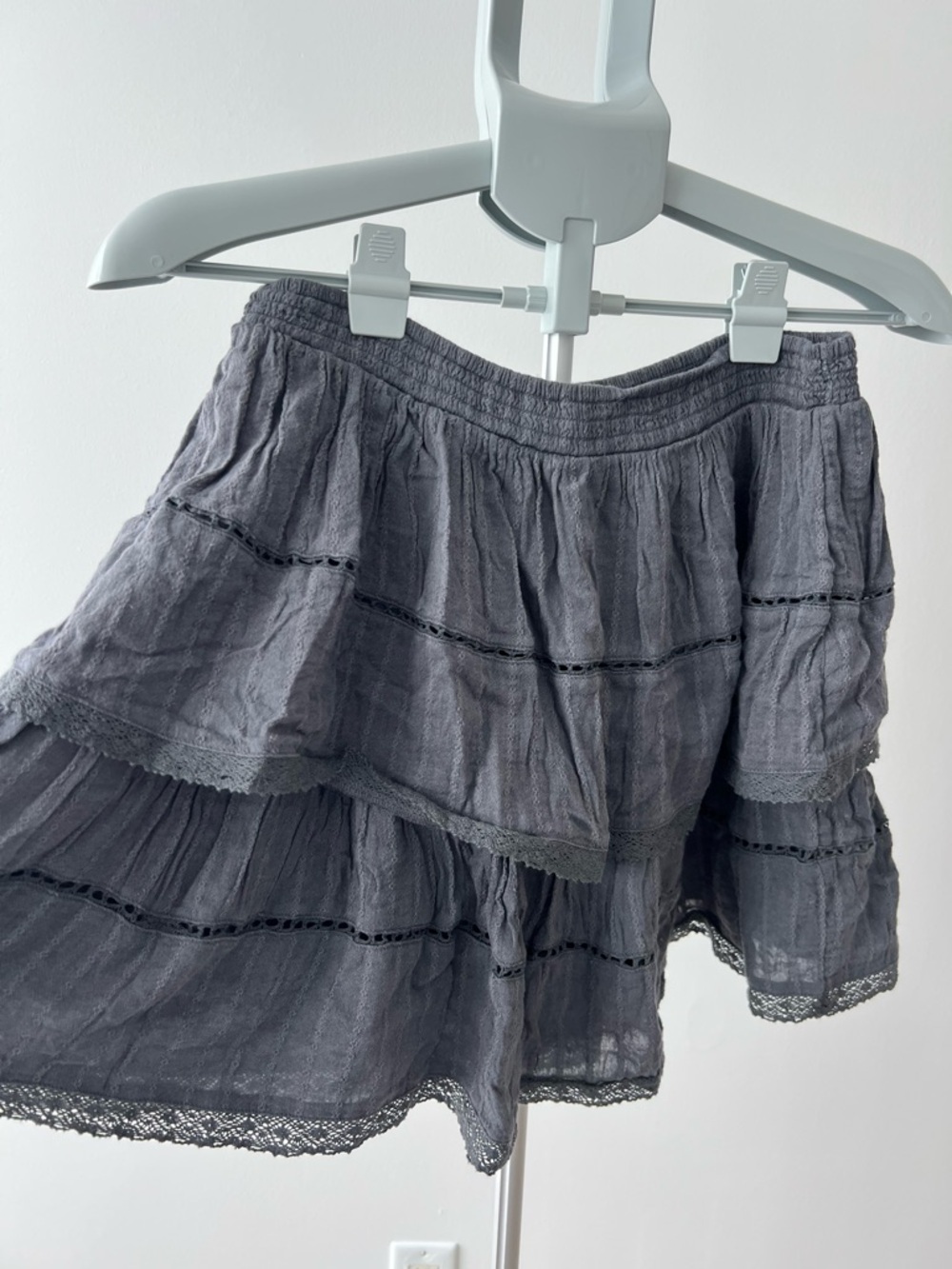 Y2K American Eagle Outfitters Gray Tiered Slate Gray Skirt Women's Medium